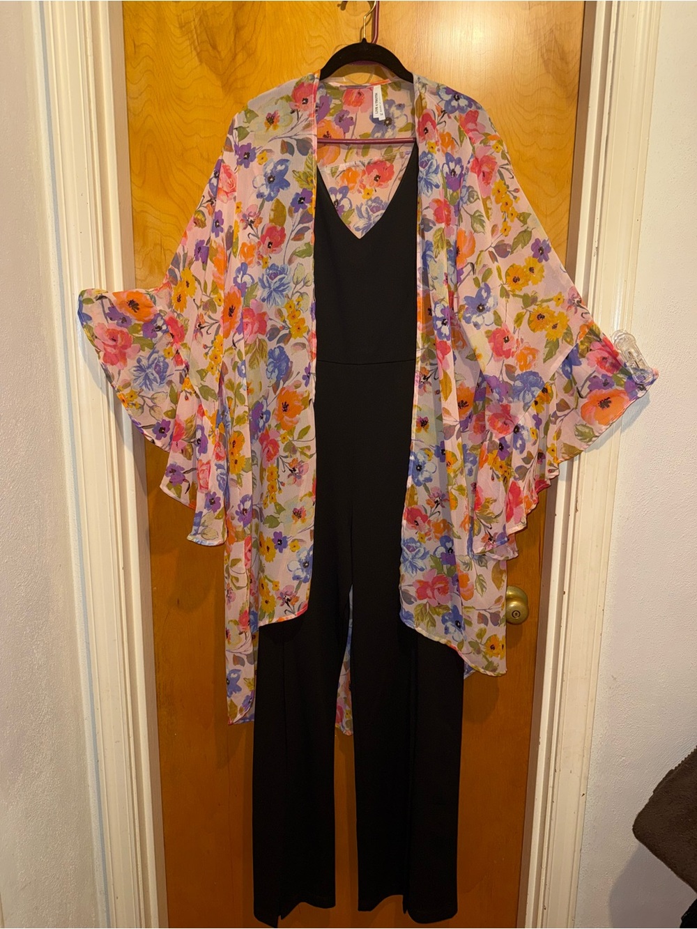 Floral Chiffon Open-Front Kimono Shrug - Pink Multi